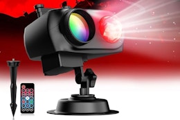 outdoor light projector on red background