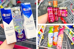 collage with crest, mielle, and febreze products