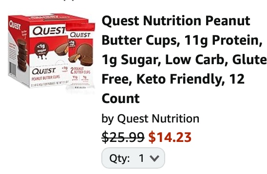 Quest cups Amazon receipt