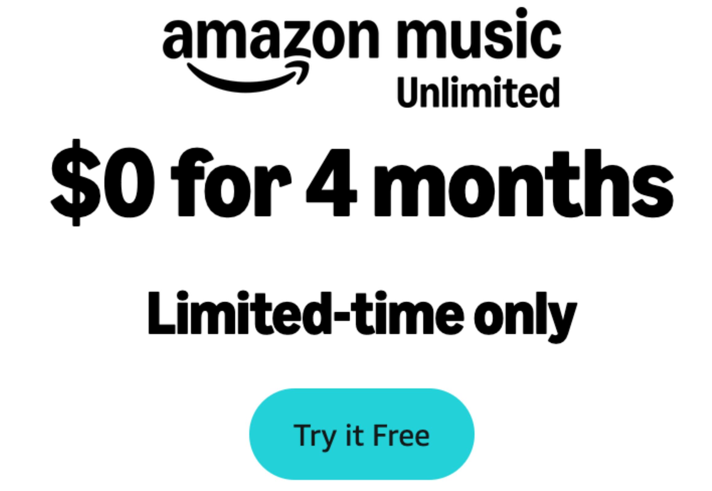 Amazon Music Unlimited Free 4-Month Trial 