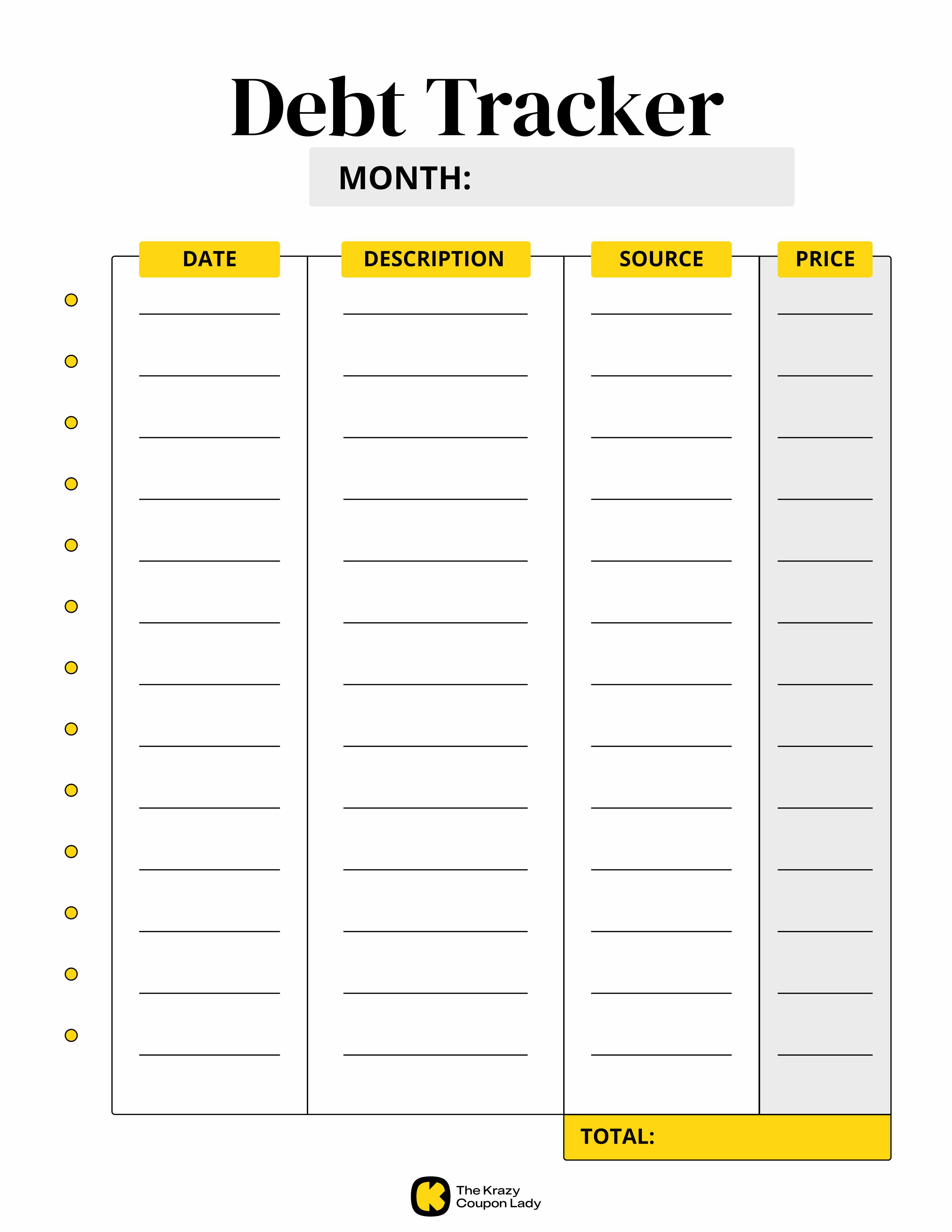 a monthly debt tracker from KCL