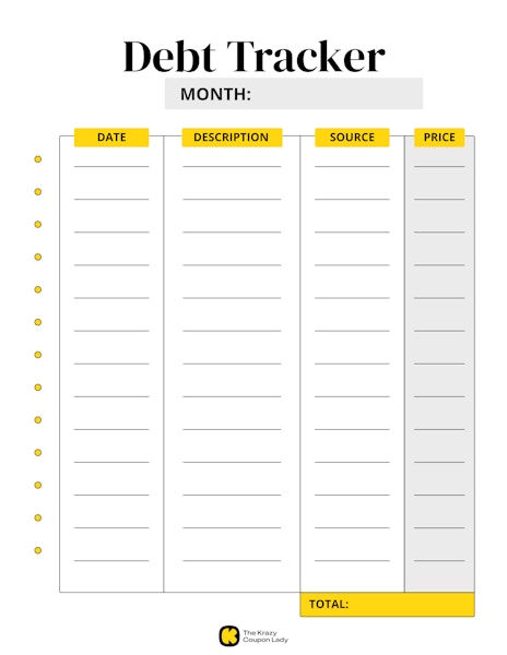 a monthly debt tracker from KCL