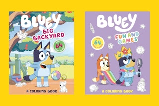 bluey coloring books on yellow background