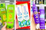 collage image of garnier shampoo, sensodyne toothpaste, and aussie stylers