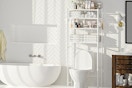 an organizer above a toilet