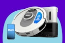 Shark AI Ultra Voice Control Robot Vacuum on a blue background.
