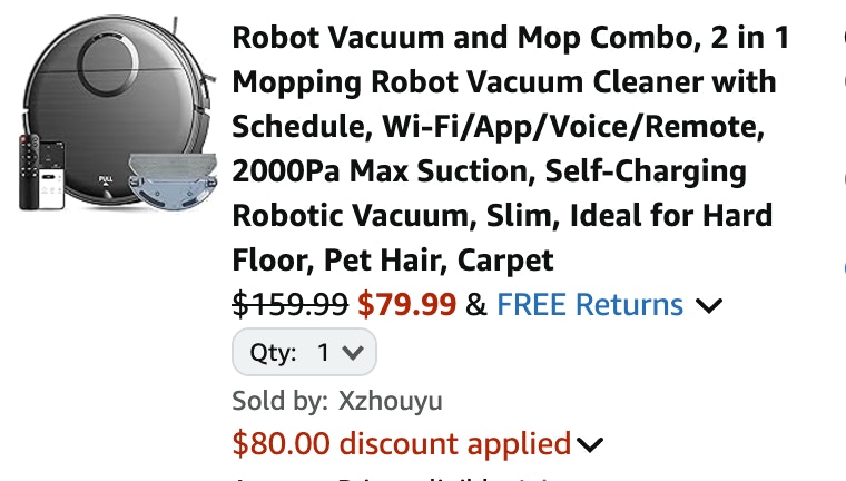 Vacuum mops Amazon receipt