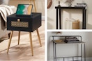 black side table, black console table, and desk