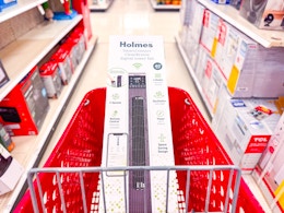 holmes tower fan sitting in a target cart