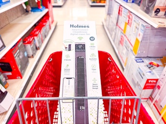 holmes tower fan sitting in a target cart