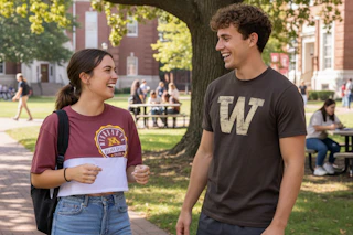 two college students in a quad