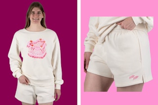 state of mine valentine sweatshirt and shorts collage