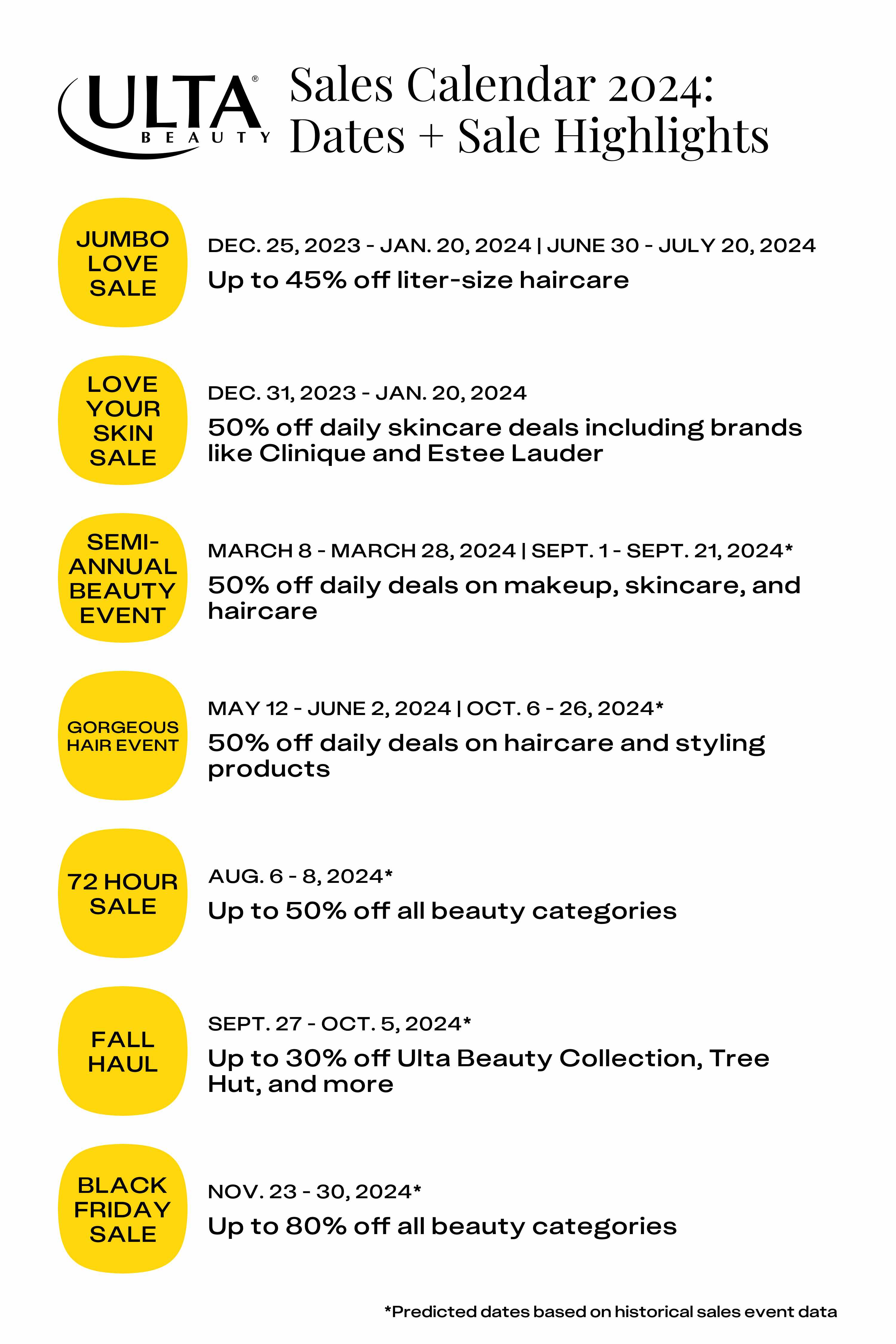 Ulta Sales Calendar 2024 Dates & Sale Highlights