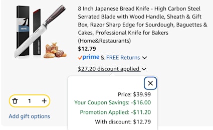 cart bread knife