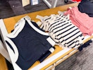 women's tank tops sitting on a target shelf