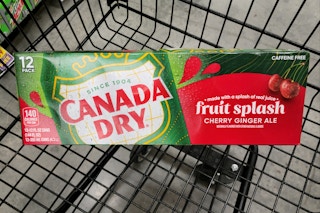 canada dry fruit splash cherry ginger ale 12-pack in kroger cart