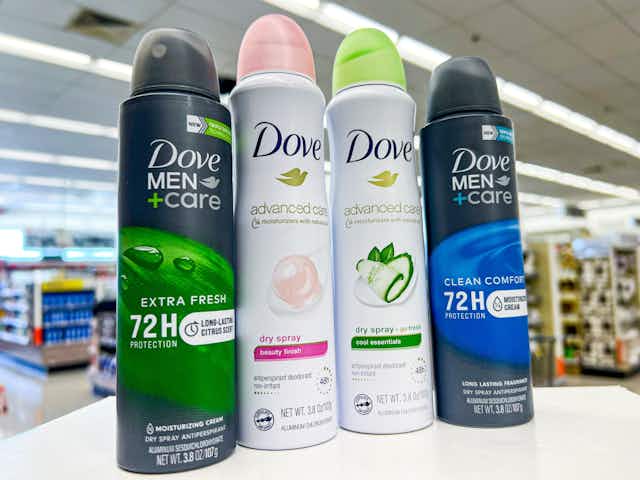 Save 60% on Dove and Dove Men+Care Dry Sprays at CVS card image