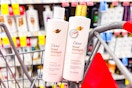 dove shampoo and conditioner in a cart