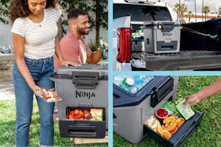 A collage of images showing the Ninja FrostVault cooler
