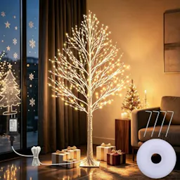 Lighted Birch Tree