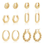 Gold Hoop Earrings Set