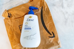 Dove body wash on Prime bag
