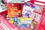 groceries in a target shopping cart