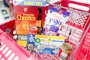 groceries in a target shopping cart
