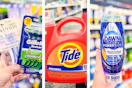 Venus and Gillette razors, Tide detergent, and Dawn PowerSuds soap