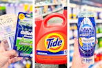 Venus and Gillette razors, Tide detergent, and Dawn PowerSuds soap
