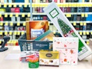 items on a store counter with a walgreens basket