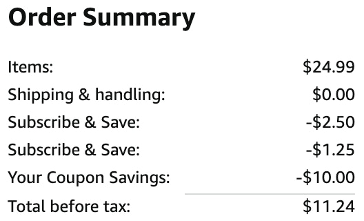an amazon order summary ending in $11.24