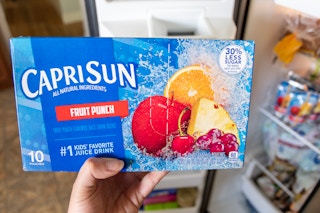 CapriSun pouches in a freezer.