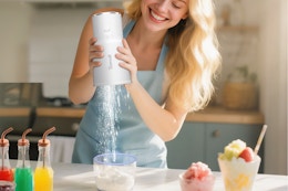 Portable Cordless Ice Shaver Slushie Machine for Home with USB charger and 3 Reusable Ice Mold Cups