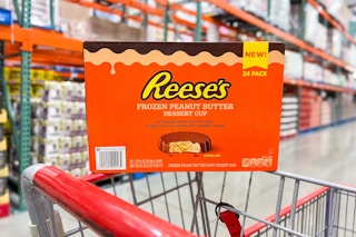 a box of reese's ice cream bars on a costco cart