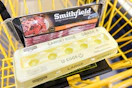 smithfield bacon and dozen eggs in shopping cart