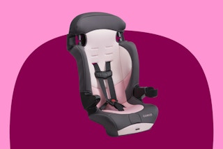Stock image of the Cosco Kids Finale DX 2-in-1 Toddler Booster Car Seat (color: Sweetberry)