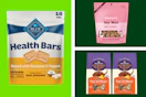 bags and boxes of dog treats in a collage