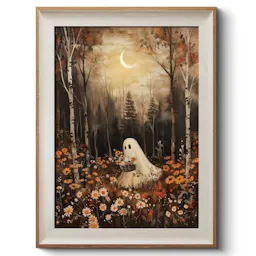 Ghost Holding Flowers Canvas Art