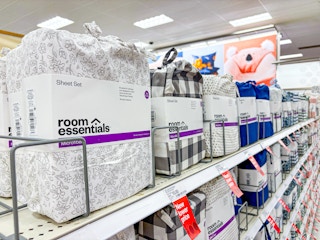 sheet sets sitting on a target shelf