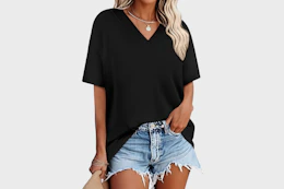 a man wearing an oversized shirt