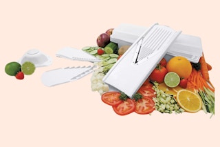 swissmar 7-piece mandoline at Macy's on a beige background