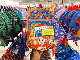 backpacks in store on hanger