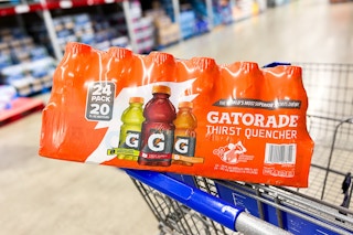 24-pack of gatorade on a sams club cart