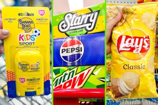 collage with banana boat, pepsi, and lays products