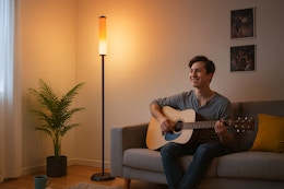 lamp in the middle of living room