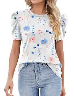 Women's Lace Puff Sleeve Top