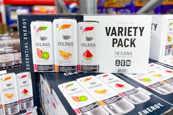 celsius drinks on stocked pallet in store