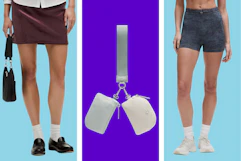 lululemon women's apparel: skirt, wristlet & shorts