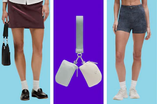 lululemon women's apparel: skirt, wristlet & shorts
